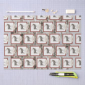 Rustic Wood Elk/rendierfamilie Monogram tan grijs Tissuepapier (Craft)