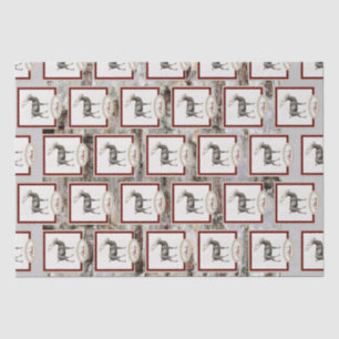 Rustic Wood Elk/rendierfamilie Monogram tan grijs Tissuepapier