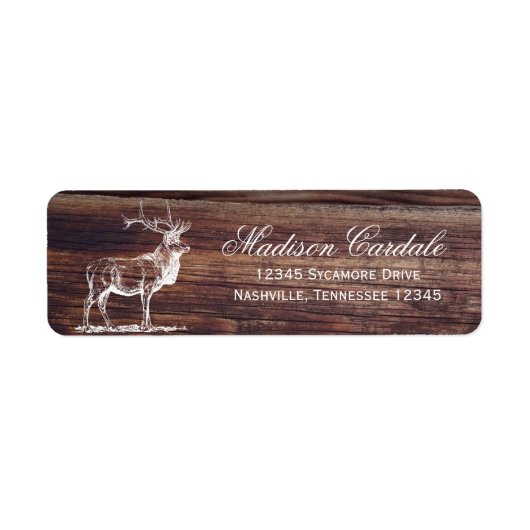 Rustic Wood Elk Wildlife Adresetiketten Etiket (Voorkant)