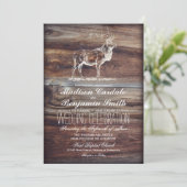 Rustic Wood Elk Wildlife Wedding Invitations Kaart (Staand voorkant)