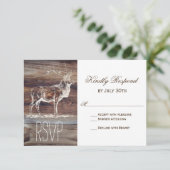 Rustic Wood Elk Wildlife Wedding RSVP-kaarten RSVP Kaartje (Staand voorkant)