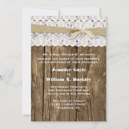 Rustic Wood en Aangepaste huwelijksuitnodiging Kaart