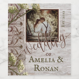 Rustic Wood en Burlap Wedding Wijn Etiket