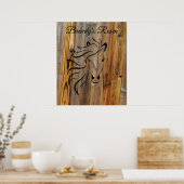 Rustic Wood en de wilde paarden Poster (Keuken)