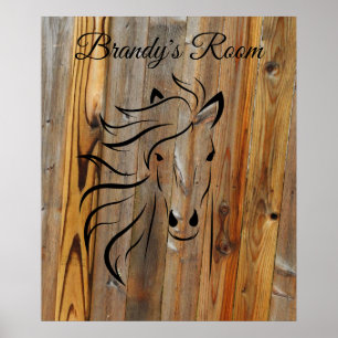 Rustic Wood en de wilde paarden Poster