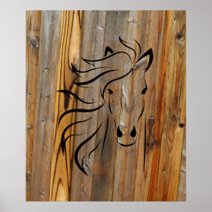 Rustic Wood en de wilde paarden Poster