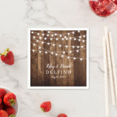 Rustic Wood en Fairy Lights Wedding Cocktail Servet (Insitu)