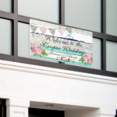 Rustic Wood en Floral Wedding Banner (Buitenkant Gebouw)