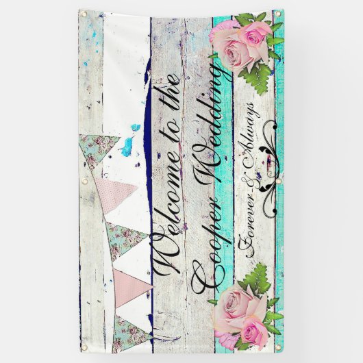 Rustic Wood en Floral Wedding Banner (Verticaal)