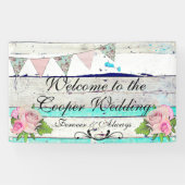 Rustic Wood en Floral Wedding Banner (Horizontaal)