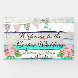 Rustic Wood en Floral Wedding Banner