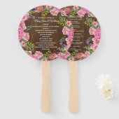 Rustic Wood en Floral Wreath Wedding Programme Fan Handwaaier (Voorkant en achterkant)