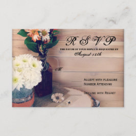 Rustic Wood en Flowers Wedding RSVP-kaarten RSVP Kaartje