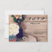 Rustic Wood en Flowers Wedding RSVP-kaarten RSVP Kaartje (Voorkant)