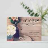 Rustic Wood en Flowers Wedding RSVP-kaarten RSVP Kaartje (Staand voorkant)