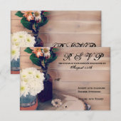 Rustic Wood en Flowers Wedding RSVP-kaarten RSVP Kaartje (Voorkant / Achterkant)