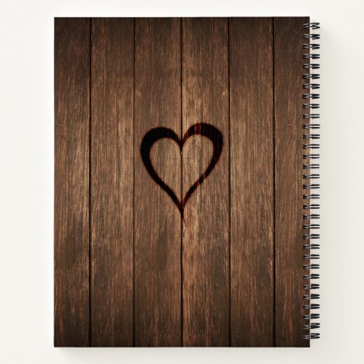 Rustic Wood en gegraveerde hartrecepten Notitieboek (Achterkant)