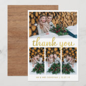 Rustic Wood en Gold Wedding Hartelijk dank | 4 Fot Bedankkaart (Voorkant / Achterkant)