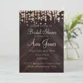 Rustic Wood en Golden Glitte Vrijgezellenfeest Inv Kaart (Staand voorkant)