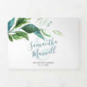 Rustic Wood en Greenery allemaal in één bruiloft Drieluik Uitnodiging (Cover)