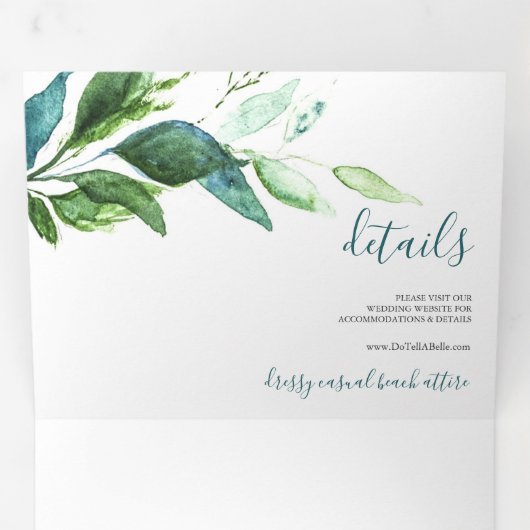 Rustic Wood en Greenery allemaal in één bruiloft Drieluik Uitnodiging (Binnenzijde eerst)