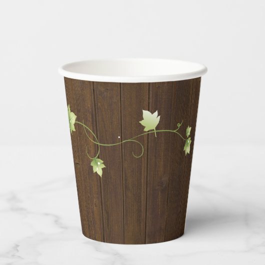 Rustic Wood en Ivy Papieren Bekers (Achterkant)