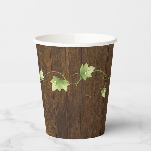 Rustic Wood en Ivy Papieren Bekers (Links)