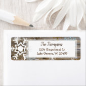 Rustic Wood en kerstsnowflakes Adres Etiket (Insitu)