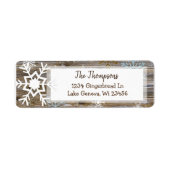 Rustic Wood en kerstsnowflakes Adres Etiket (Voorkant)