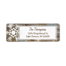 Rustic Wood en kerstsnowflakes Adres