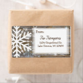 Rustic Wood en kerstsnowflakes Adres Etiket (Insitu)