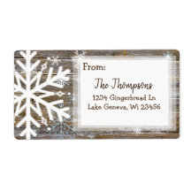 Rustic Wood en kerstsnowflakes Adres