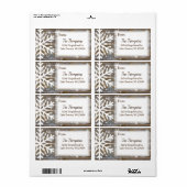 Rustic Wood en kerstsnowflakes Adres Etiket (Full Sheet)