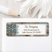 Rustic Wood en kerstsnowflakes Adres Etiket (Insitu)