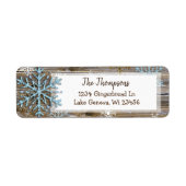 Rustic Wood en kerstsnowflakes Adres Etiket (Voorkant)