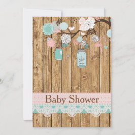 Rustic Wood en Lace Baby shower Invitation Kaart