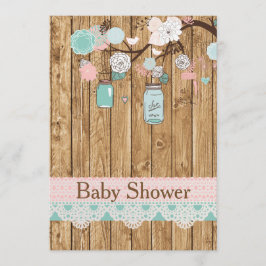 Rustic Wood en Lace Baby shower Invitation Kaart
