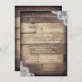 Rustic Wood en Lace Bridal Shower Invitations Kaart (Voorkant / Achterkant)