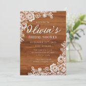 Rustic Wood en Lace Bridal Shower Kaart (Staand voorkant)