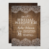 Rustic Wood en Lace Bridal Shower Kaart (Voorkant / Achterkant)