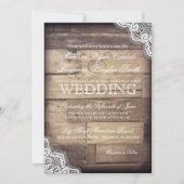 Rustic Wood en Lace Country Wedding Invitations Kaart (Voorkant)