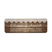 Rustic Wood en Lace Elegant Script Wedding Etiket (Voorkant)