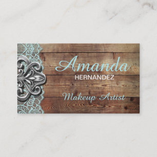 Rustic Wood en Lace Makeup Artist Visitekaartje