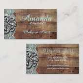 Rustic Wood en Lace Makeup Artist Visitekaartje (Voorkant / Achterkant)