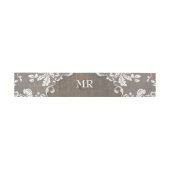 Rustic Wood en Lace Monogram Wedding Belly Bands Uitnodigingen Wikkel (Vlak)