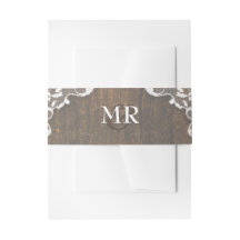 Rustic Wood en Lace Monogram Wedding Belly Bands