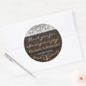 Rustic Wood en Lace- Ronde Sticker (Envelop)
