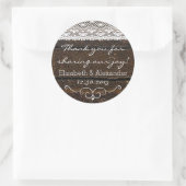 Rustic Wood en Lace- Ronde Sticker (Tas)