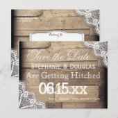 Rustic Wood en Lace Save the Date Briefkaarten (Voorkant / Achterkant)