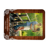Rustic Wood en Lace Save the Date Photo Magneet (Horizontaal)